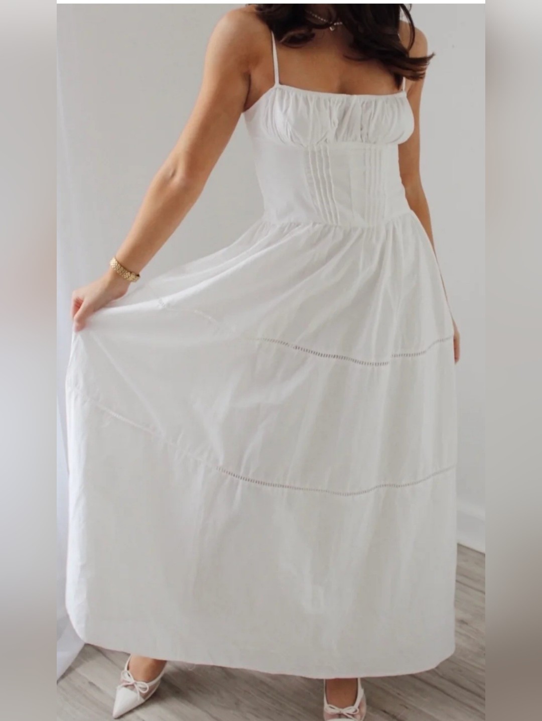A New Day White Strapless Maxi Dress With Pintuck Bodice